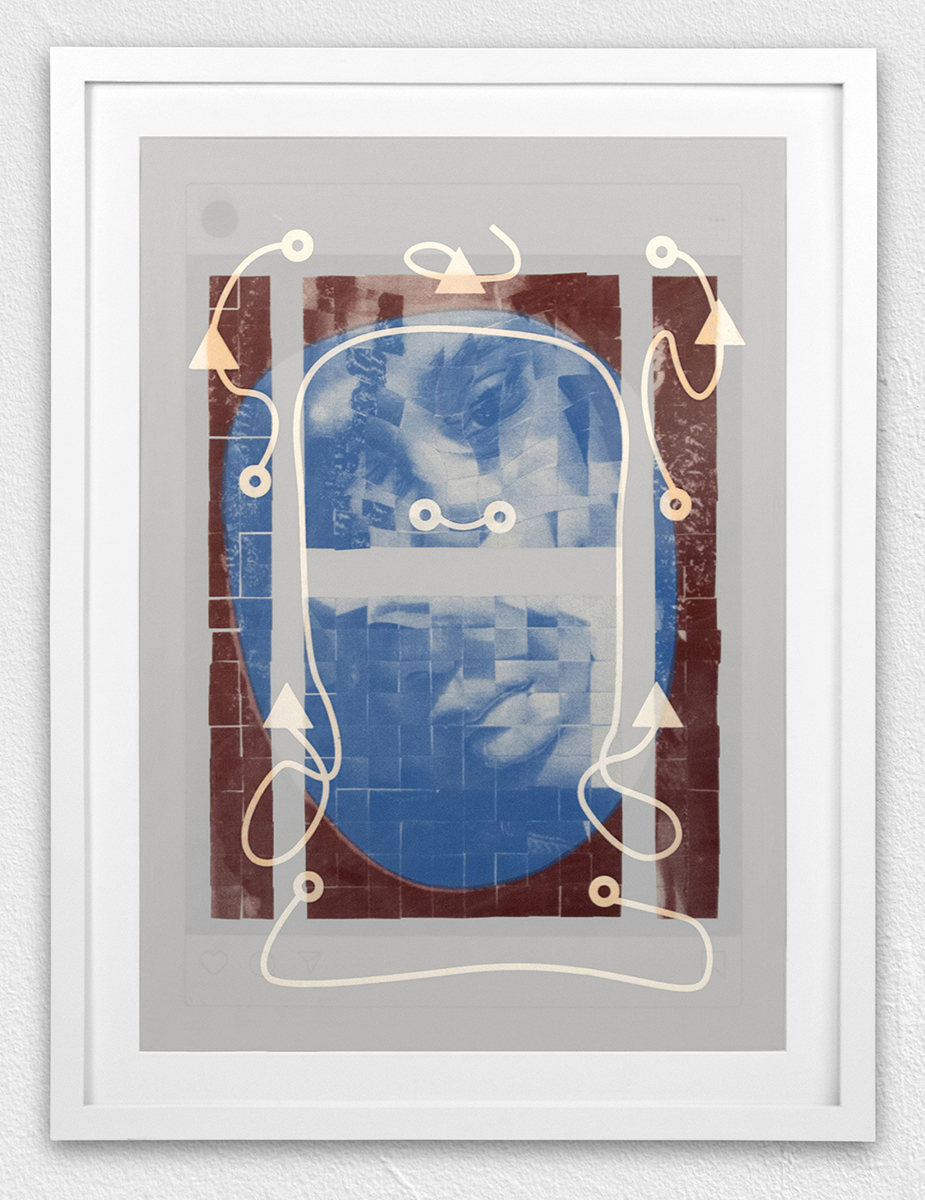 ”021957 Nicole” screenprint and flocking on Yupo 18” x 24” 2020