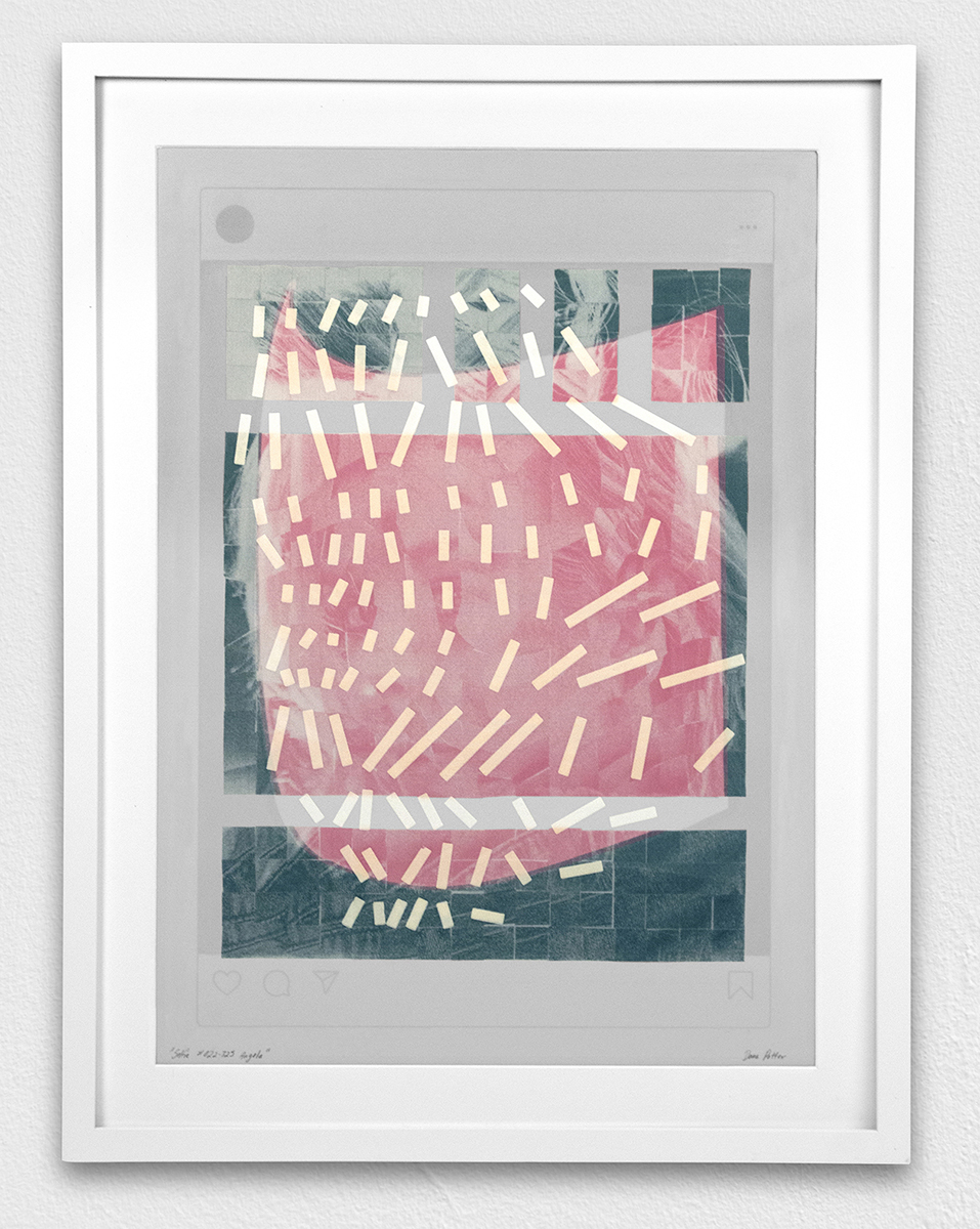 ”022725 Angela” screenprint and flocking on Yupo 18” x 24” 2020