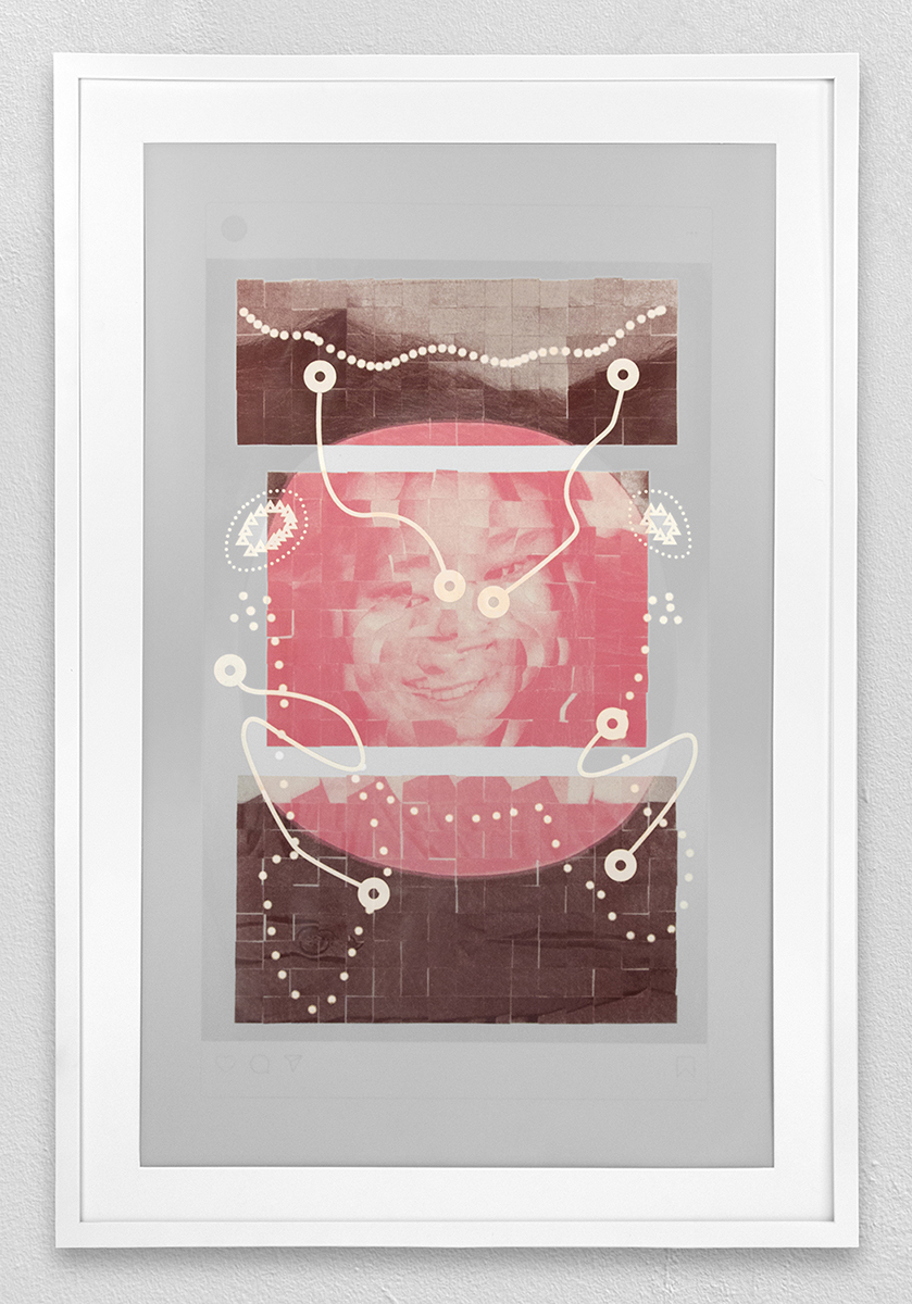 ”070036 Jessica” screenprint and flocking on Yupo 24” x 36” 2020