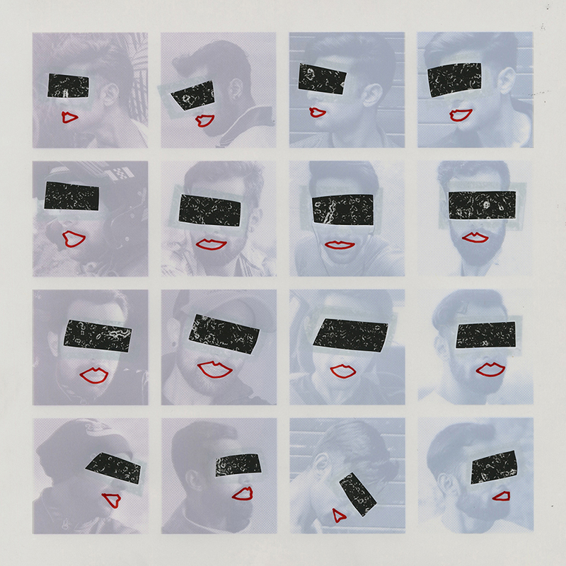“Saman Face-Link 1” screenprint, drawing, and collage on Yupo 11” x 11” 2020