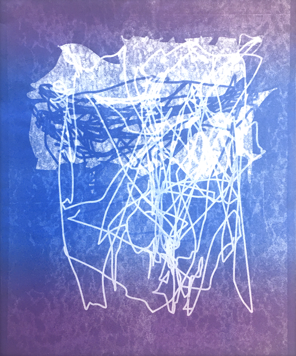 “Teeth Dream” computer mouse movement tracking, laser-cut woodblocks, pressure-prints 16” x 20”, 2022