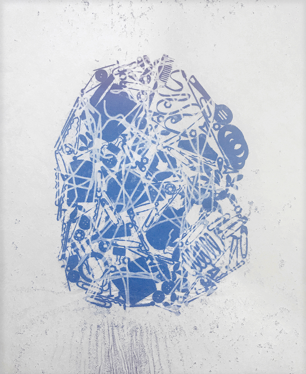 “This Order Contains a Gift” computer mouse movement tracking, laser-cut woodblocks, pressure-prints 16” x 20”, 2022