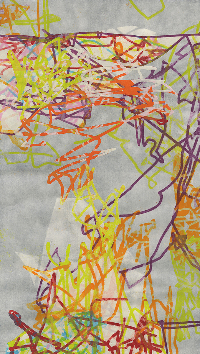 “System Preferences” computer mouse movement tracking, laser-cut woodblocks, pressure-prints 12” x 18” 2018