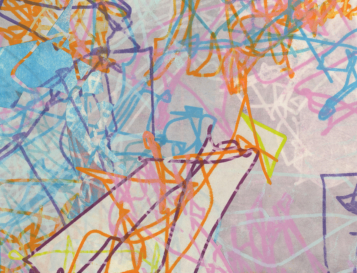 “Online shopping” computer mouse movement tracking, laser-cut woodblocks, pressure-prints 12” x 9” 2018